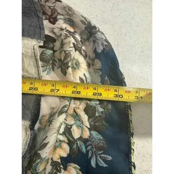 Soft Surroundings Size M Mixed Media Plaid Embroidered Floral Tunic Top LS D4 - Picture 7 of 7